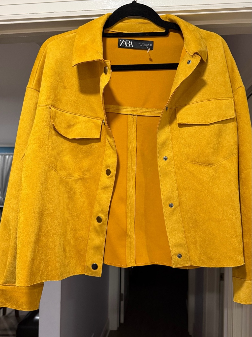 Zara Yellow Suede-Look Jean Jacket
